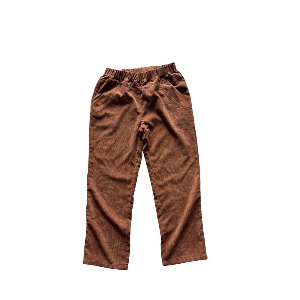 JustFashionNow‎ Brown Corduroy Elastic Waist Straight Leg Pants Womens Large L